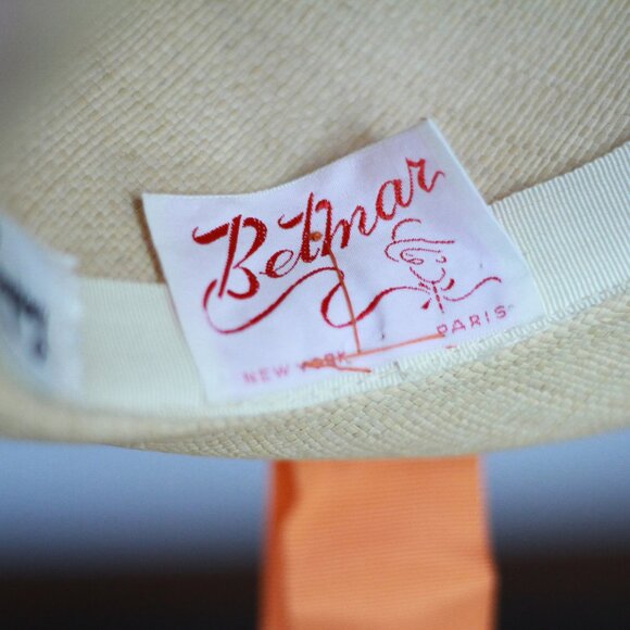 Marshall fields Betmar Retro straw hat with orange ruban - Picture 6 of 6